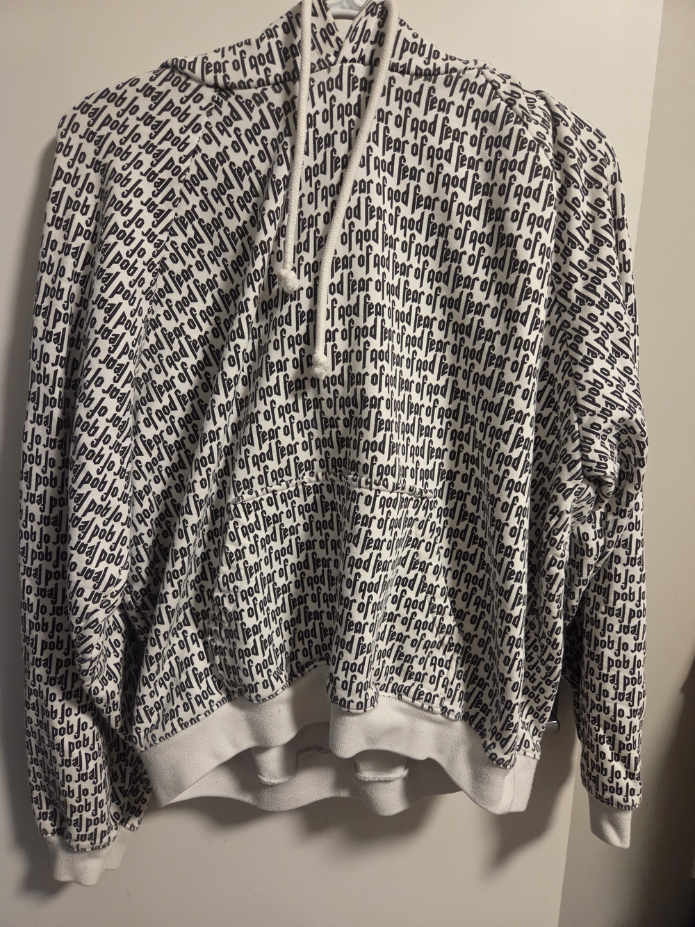Fear Of God White and Black Men's Logo Pullover Sweater